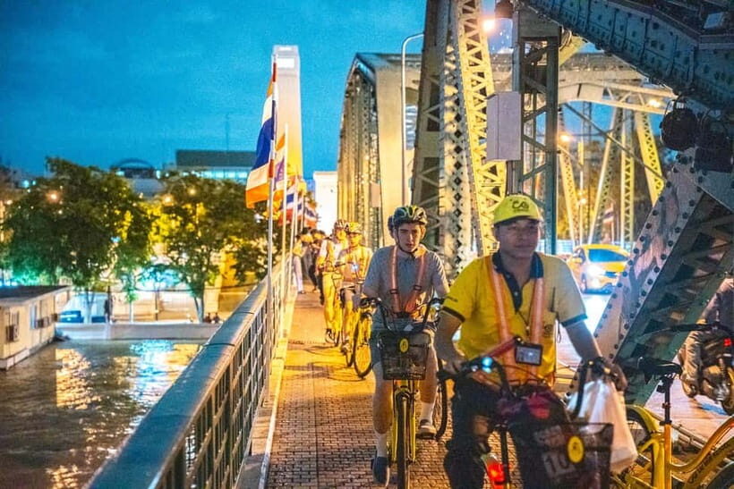 Bangkok by Night Cycling Tour with Street-food Meal - Crossing the Chao Praya River on a Pedestrian Ferry