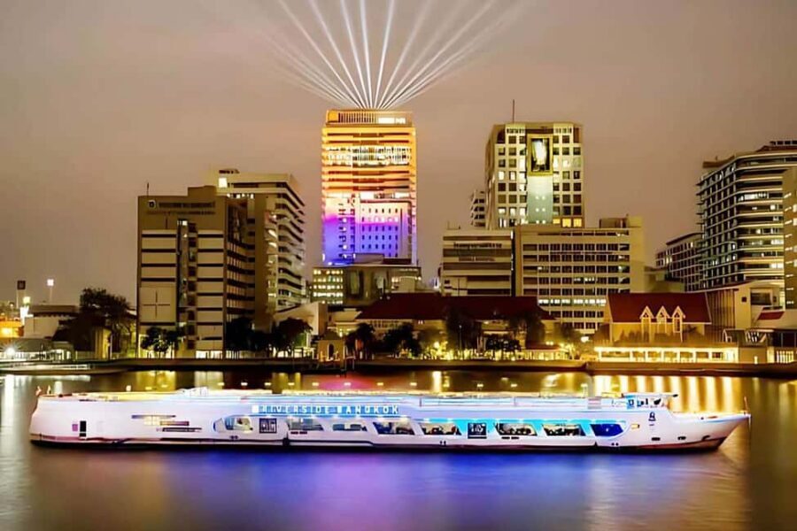 Bangkok: Carnival Dinner Cruise with Free-Flow Beer & Buffet - Upper deck views: Rama VIII Bridge to Wat Arun and beyond