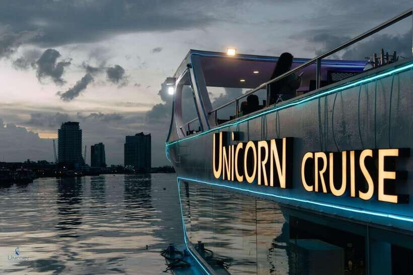 Bangkok: Unicorn Chao Phraya River Dinner Cruise - Asiatique and Rama VIII Bridge: modern Bangkok in the same frame