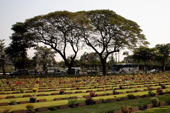 From Bangkok: Death Railway & Hellfire Pass Tour with Lunch - Kanchanaburi War Cemetery: pay respects, then breathe