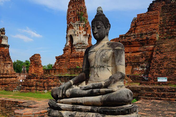 Historic Ayutthaya & Return Grand Pearl Cruise Experience - Ayutthaya’s sacred core: white prang, root-wrapped Buddha, and golden seated beauty
